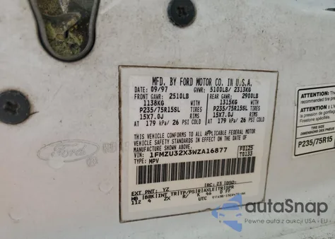 1998 Ford Explorer из США, поврежденный, VIN 1FMZU32X3WZA16877